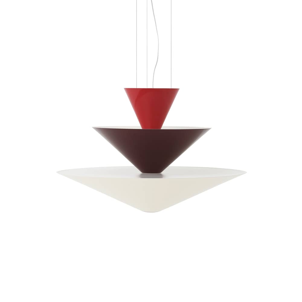 Sospensione Gio LN14 metallo rosso / LED - Ø 60 x H 39 cm - &tradition - Rosso Vermiglio / Bordeaux Scuro / Ecrù - Alluminio termolaccato