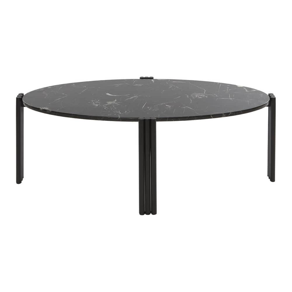 Table basse Tribus / 92 x 47 x H 35 cm - Marbre - AYTM - Marbre noir / Noir - Acier, Marbre