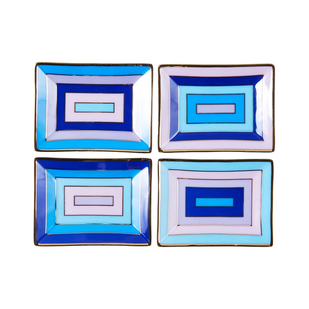 Set de 4 coupelles Scala Petite céramique / 7 x 5 cm - Jonathan Adler - Scala / Bleu & violet - Porcelaine