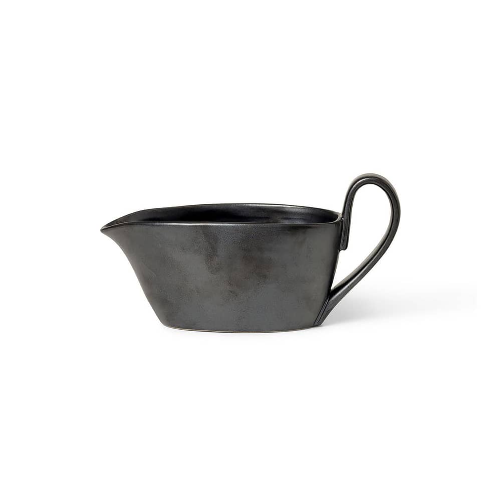 Milchtopf Flow keramik schwarz / H 10 cm - 30 cl - Ferm Living - Schwarz - emailliertes Porzellan