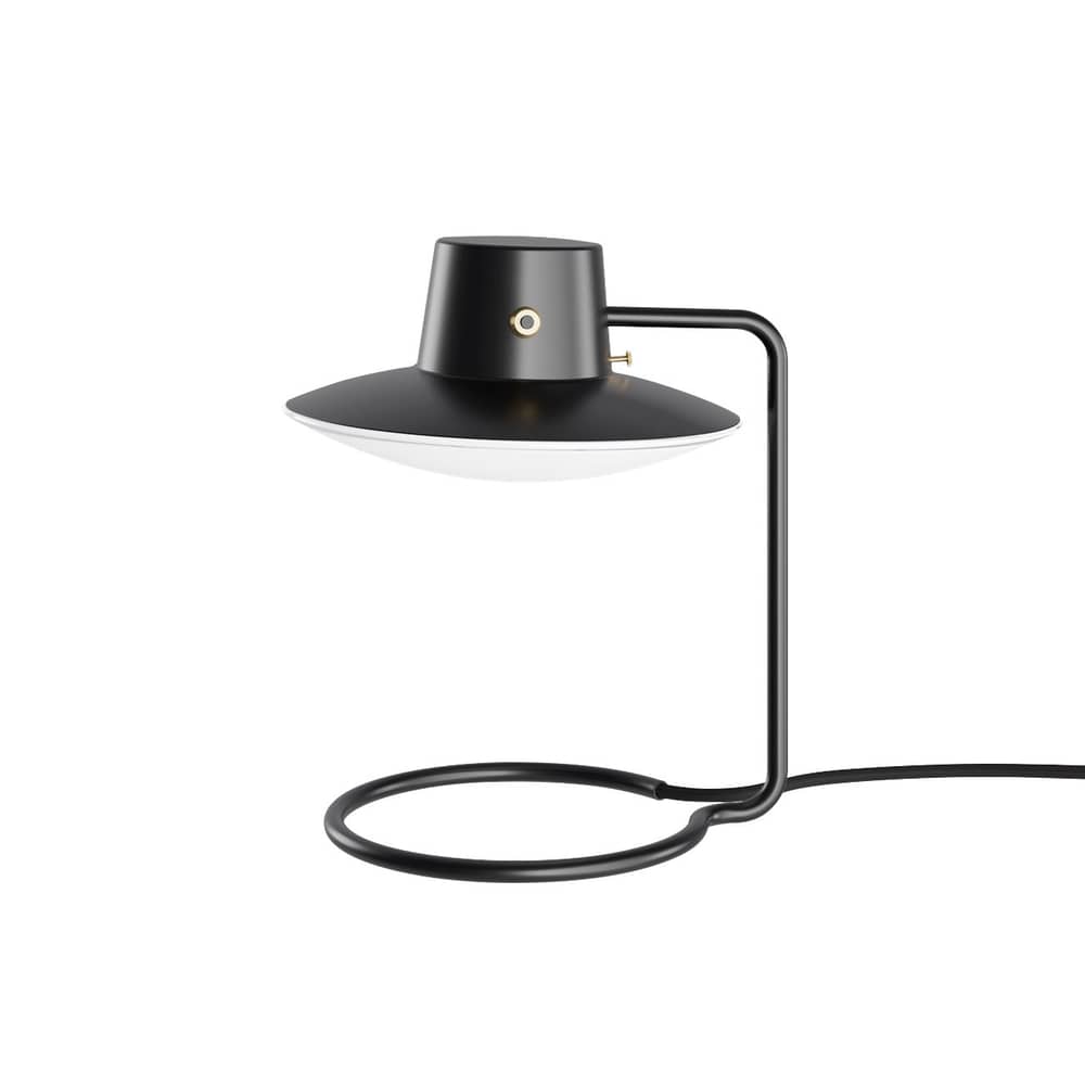 Lampada da tavolo AJ Oxford metallo nero / Arne Jacobsen, 1963 - H 28,4 cm - Louis Poulsen - Paralume: Nero e Opalino - Acciaio, vetro soffiato