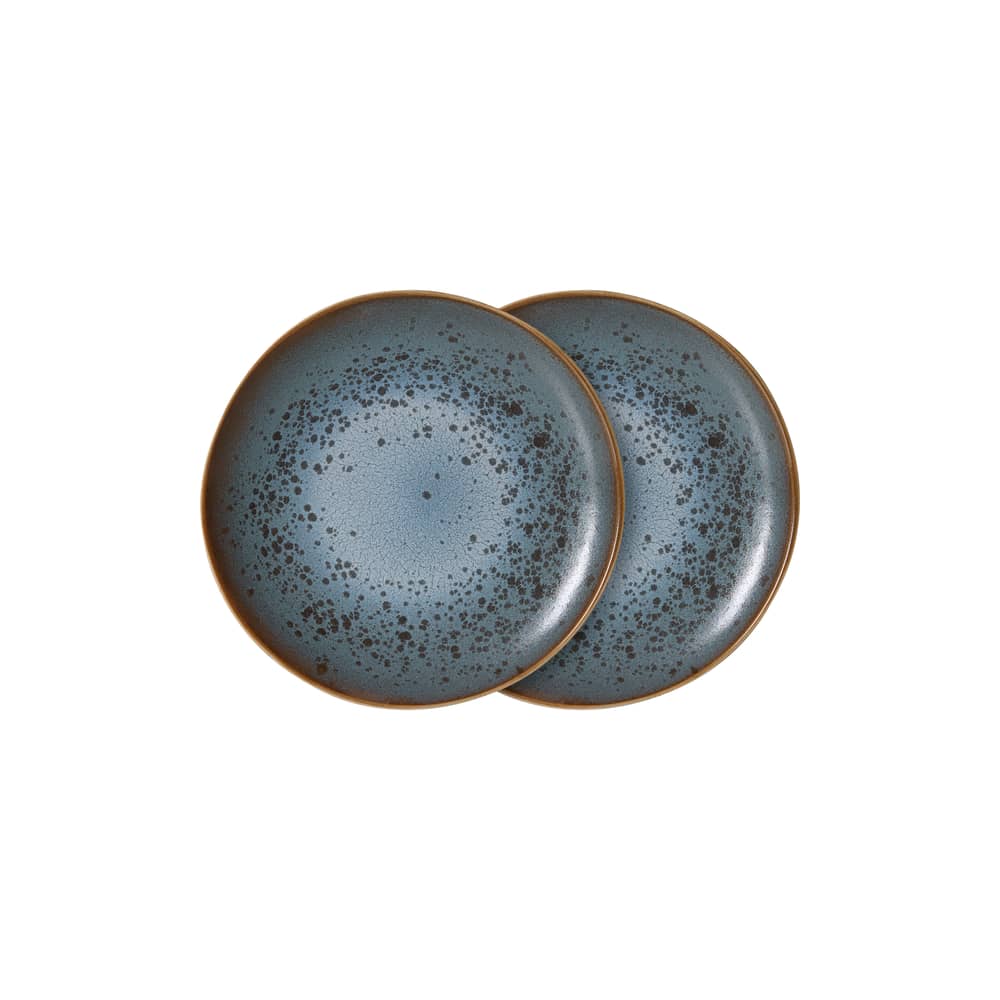 Piatto da dessert 70s ceramics ceramica blu / Set di 2 - Ø 22 cm - HK LIVING - Mineral - Gres smaltato