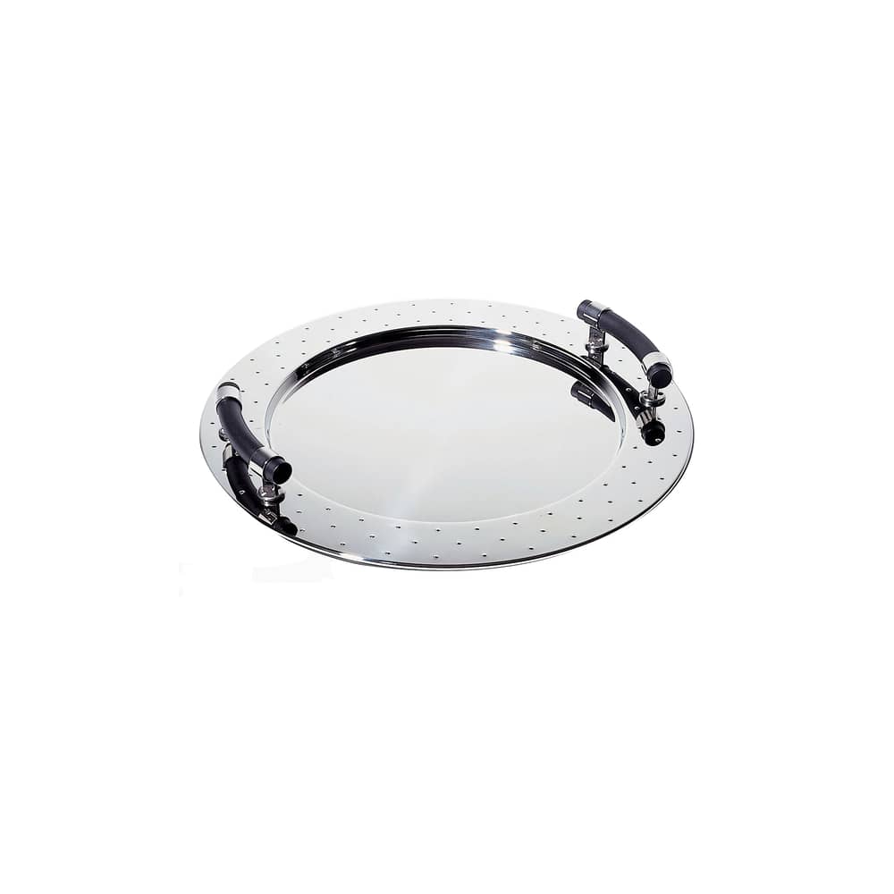Grand Plateau Vintage Alessi – Design Michael Graves – 48 Cm – Inox Et Poignées Noires