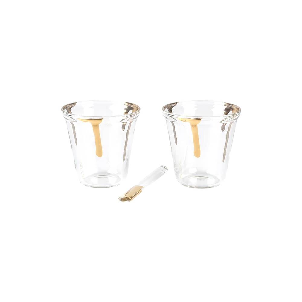 Set de 2 tasses à espresso avec agitateurs Estetico Quotidiano Anniversary - Seletti - Transparent & or - Or fin véritable, Verre