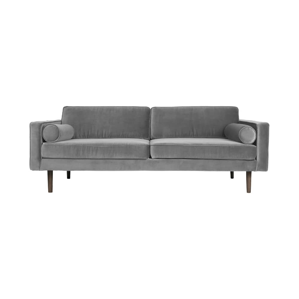 Canapé droit Wind tissu gris / L 200 cm - Velours - BROSTE COPENHAGEN - Gris - Aggloméré, Chêne huilé teinté, Mousse, Velours polyester
