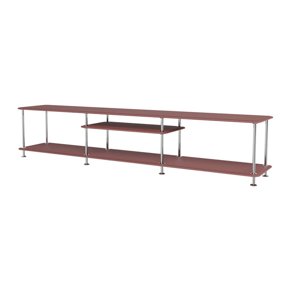 niedrige Konsole Montana Free 111010 holz braun / B 203,4 x T 38 x H 41,7 cm - MONTANA - Masala 155 / Verchromte Struktur - lackierte Holzfaserplatte, verchromter Stahl