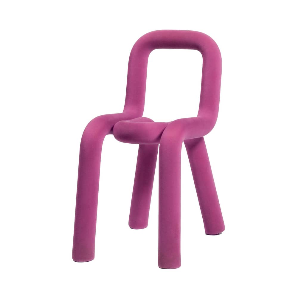 Sedia imbottita Bold tessuto rosa - Moustache - Rosa - Acciaio, Espanso, Tessuto
