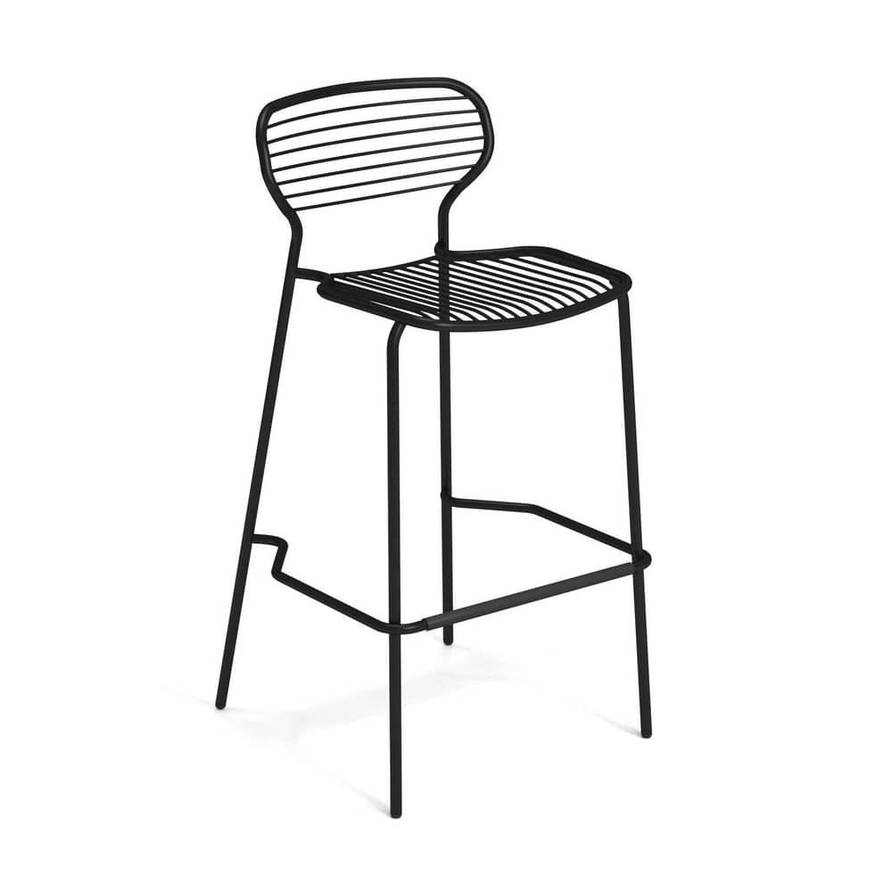 Sgabello alto impilabile Apero metallo nero / H 75 cm - Acciaio - Emu - Nero - Acciaio verniciato