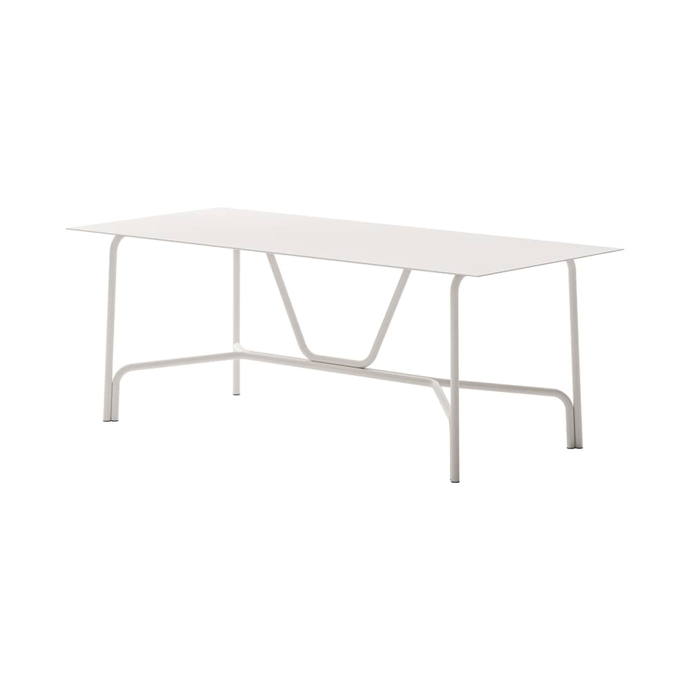 Table rectangulaire Salo métal beige / 203 x 90 cm - Unopiu - Sable - Aluminium thermolaqué