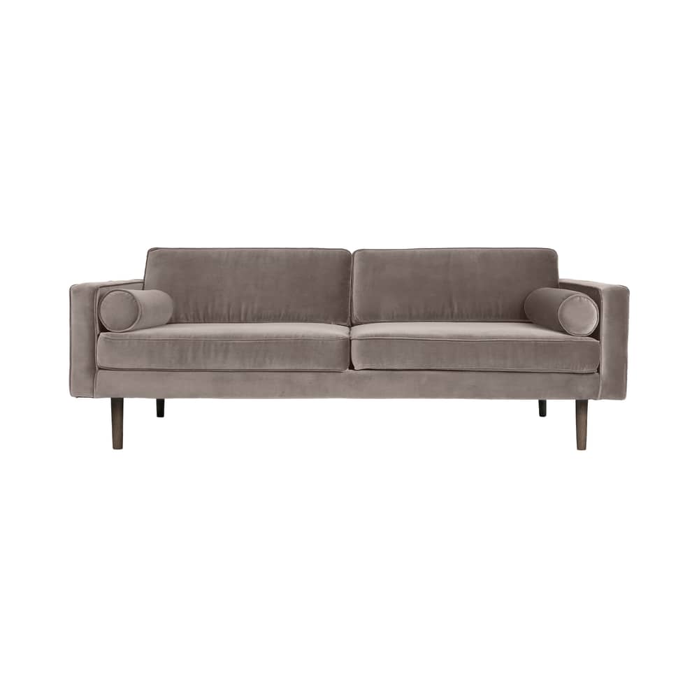 Canapé droit Wind tissu gris / L 200 cm - Velours - BROSTE COPENHAGEN - Gris-rosé - Aggloméré, Chêne huilé teinté, Mousse, Velours polyester