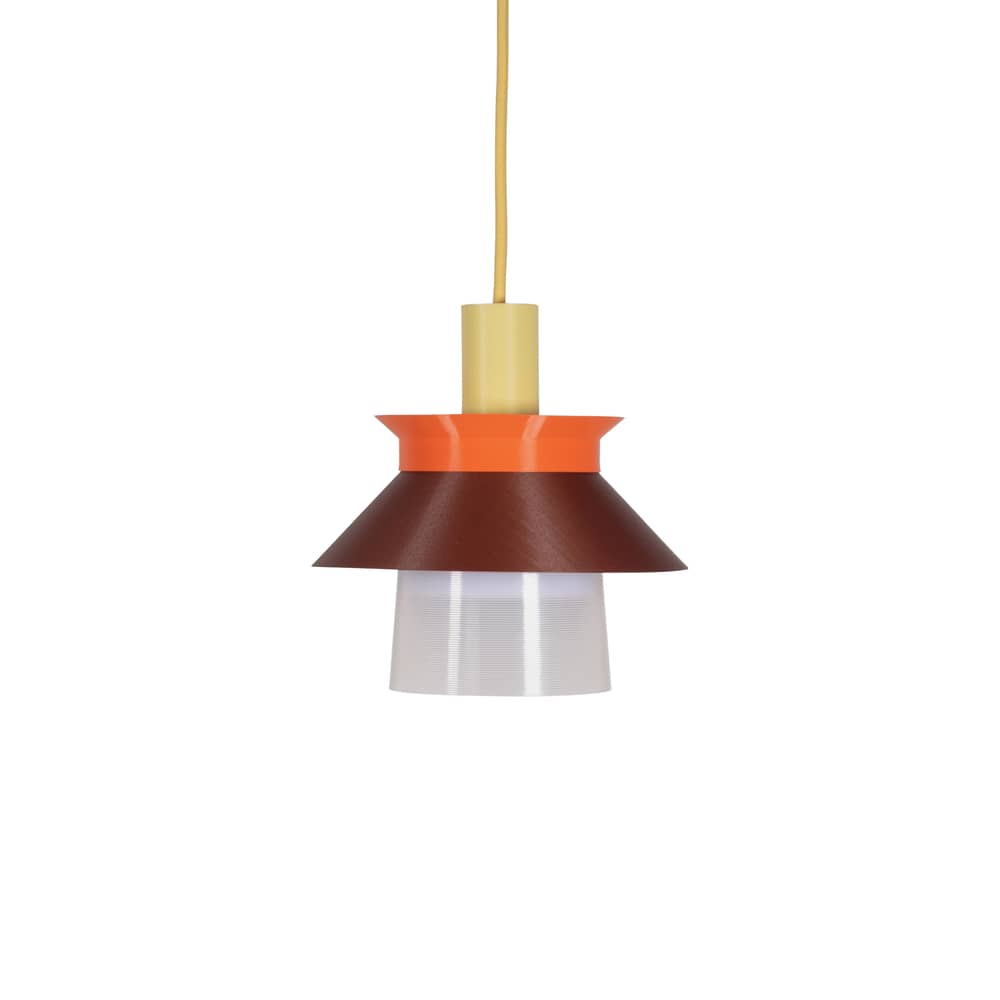 Suspension Romi / Ø 20  x H 22 cm - Plastique recyclé / Fabriqué en France - Warren & Laetitia - Marron / Orange / Lilas / Jaune pastel - Bioplastique, Plastique recyclé