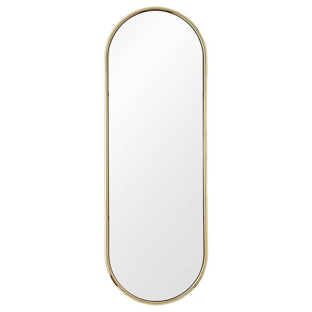 Miroir mural Angui or métal / Avec tringle intégrée - L 50 x H 145 cm / Seconde vie - AYTM - Or - Acier, Verre