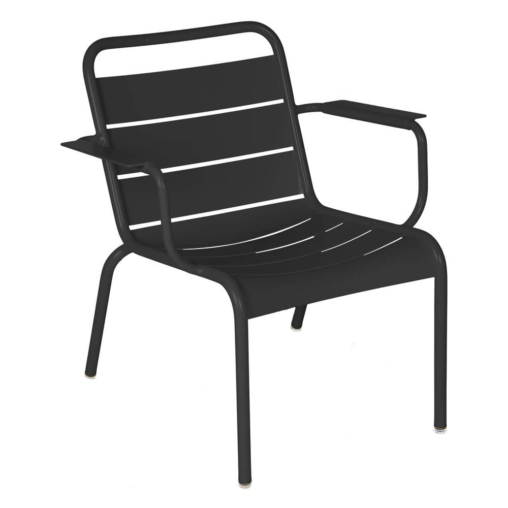 Luxembourg Lounge armchair metal black / Dossier droit - Fermob - Anthracite - Aluminium