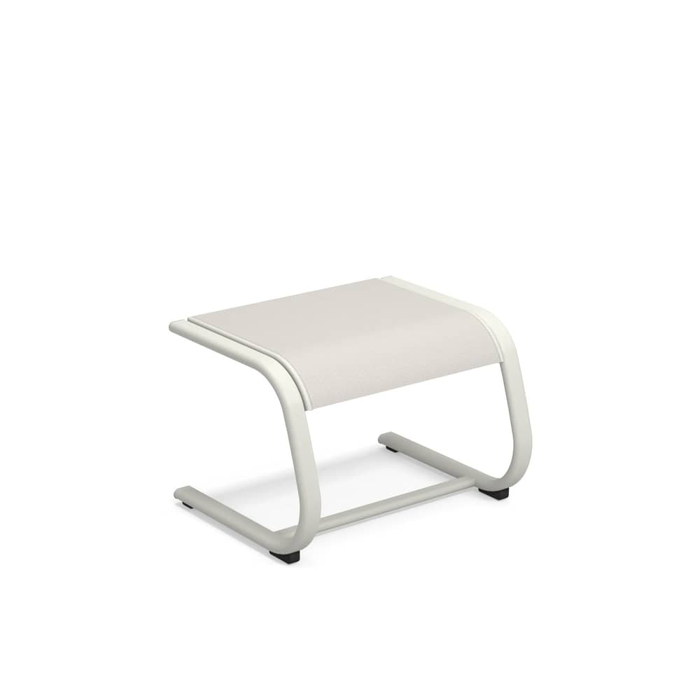Pouf Holly tessuto bianco / Poggiapiedi - Tessuto / 65 x 52 cm - Emu - Tela bianca / Struttura bianca - Alluminio, Tessuto outdoor