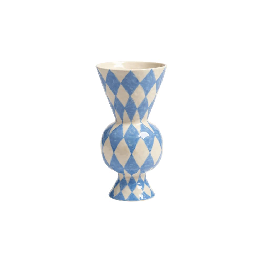 Vase Rhombic keramik blau / Ø 16 x H 29,5 cm - Handbemalt - & klevering - Blau - Sandstein