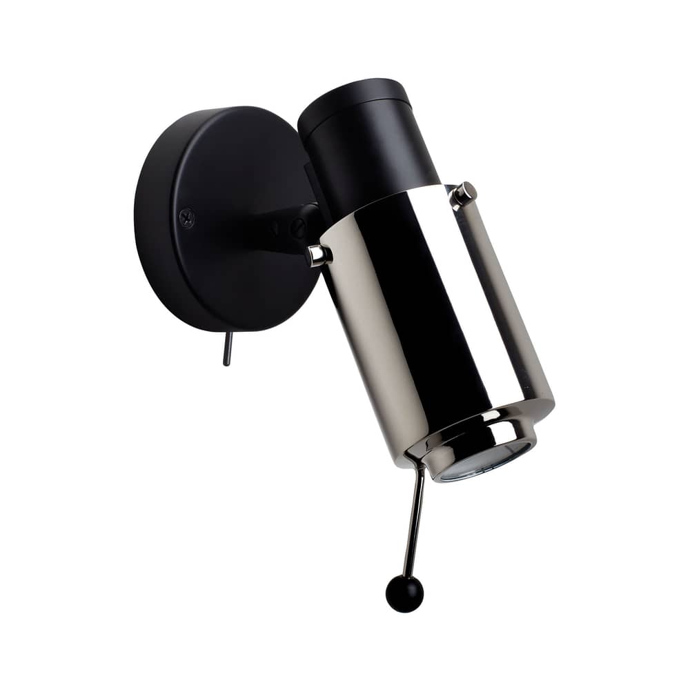 Applique Biny Spot / Ampoule GU10 - DCW éditions - Noir / Tube nickel - Acier, Aluminium
