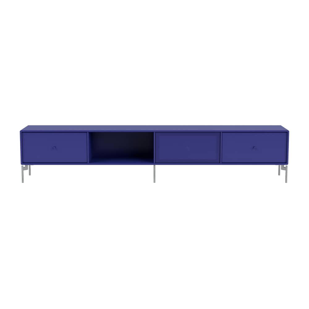 Meuble TV Octave VII bois bleu / Avec pieds - L 183,6 x P 30 x H 36,6 cm - MONTANA - Monarch 135 - Acier, Acier perforé, MDF laqué