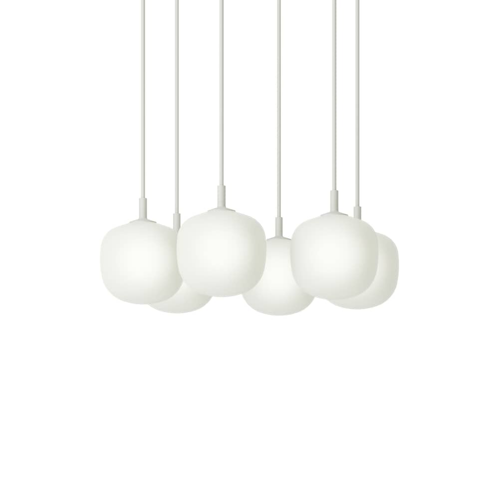 Pendelleuchte Rime glas weiß / 6 Kugeln – Ø 12 cm - Muuto - Weiß - klarlackbeschichtetes Aluminium, mundgeblasenes Glas