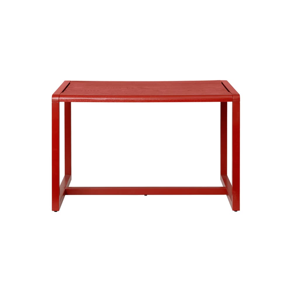 Table enfant Little Architect bois rouge / 76 x 55 cm - Ferm Living - Coquelicot - Frêne massif, MDF, Placage de frêne