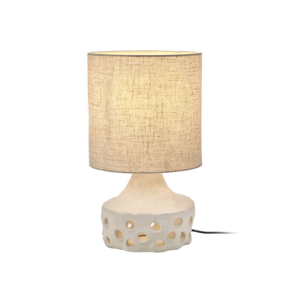 Oya 02 Table lamp textile ceramic beige / Sandstone & fabric - Ø 25 x H 42 cm - Serax - Beige fabric / beige - Fabric, Sandstone