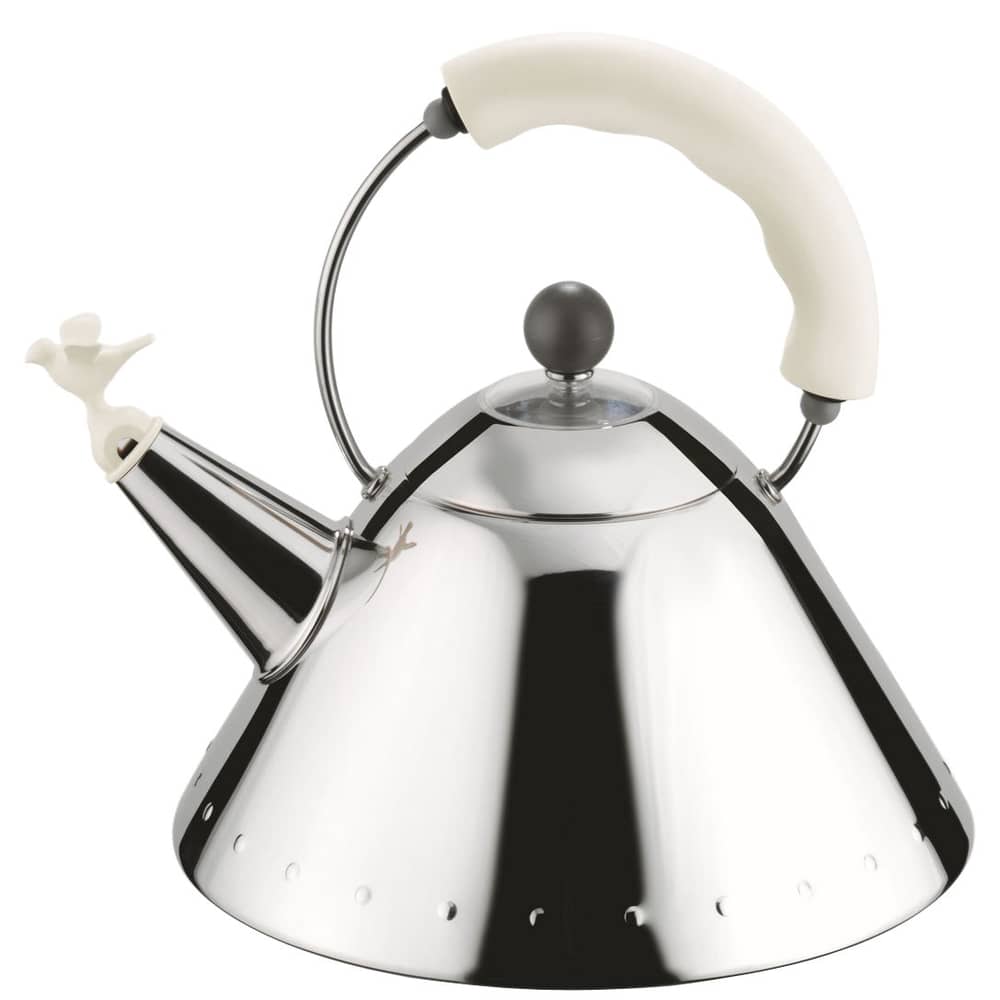 Bollitore 9093 - Oisillon metallo bianco / Michael Graves, 1986 - 2 litri /Induzione - Alessi - Bianco - Acciaio inossidabile, Resina termoplastica