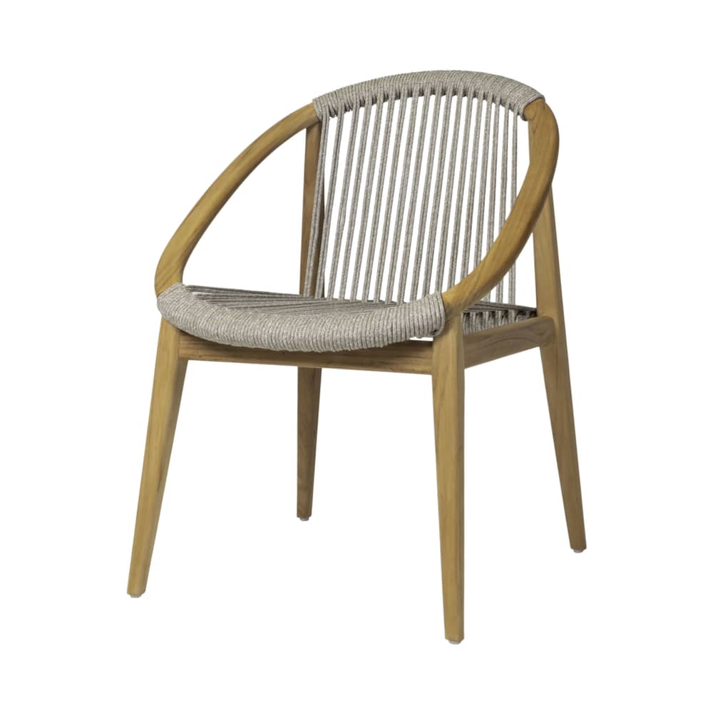 Fauteuil de repas Frida / Corde polypropylène tressée main - Vincent Sheppard - Blanc Dune - Corde polypropylène, Teck massif
