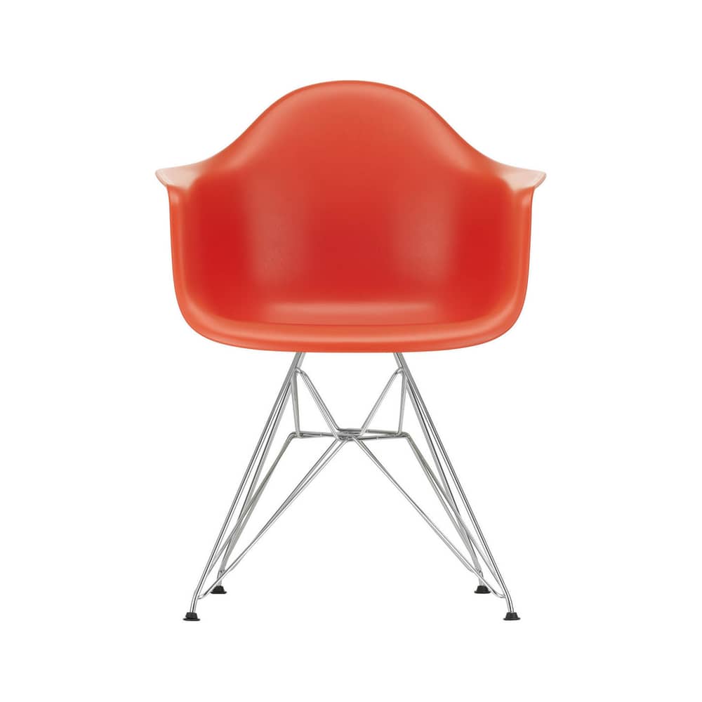 Fauteuil RE DAR - Eames Plastic Armchair plastique rouge / (1950) - Pieds chromés / Recyclé - Vitra - Rouge coquelicot / Pieds chromés - Acier chromé, Plastique recyclé post-consommation