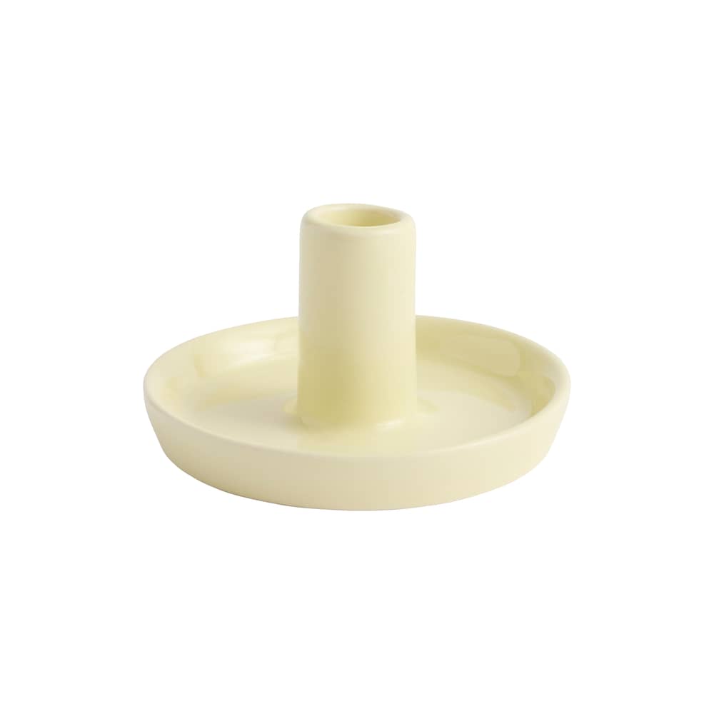 Portacandela Disc XS ceramica giallo / Per candela lunga e sottile Ø 1,2 cm - Hay - Giallo tenue - Maiolica
