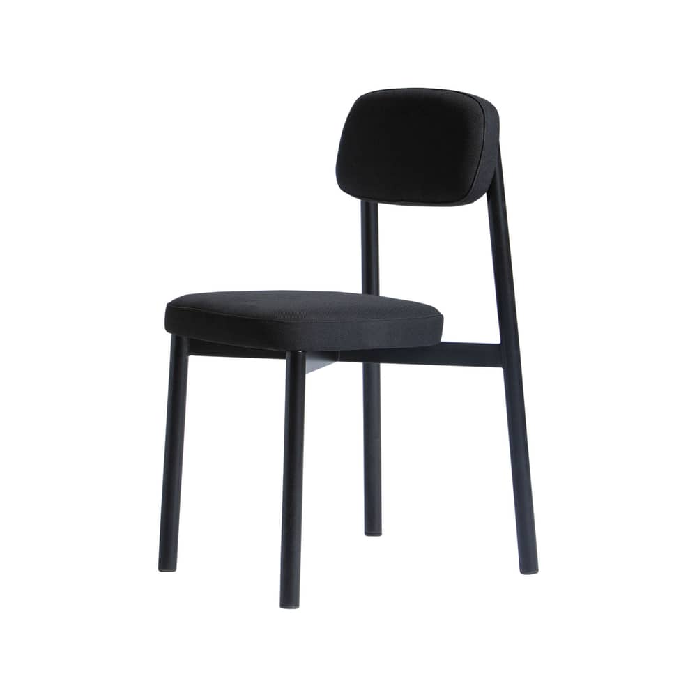 Sedia imbottita Residence tessuto nero / Impilabile - KANN DESIGN - Nero - Acciaio, Schiuma HR, Tessuto Kvadrat