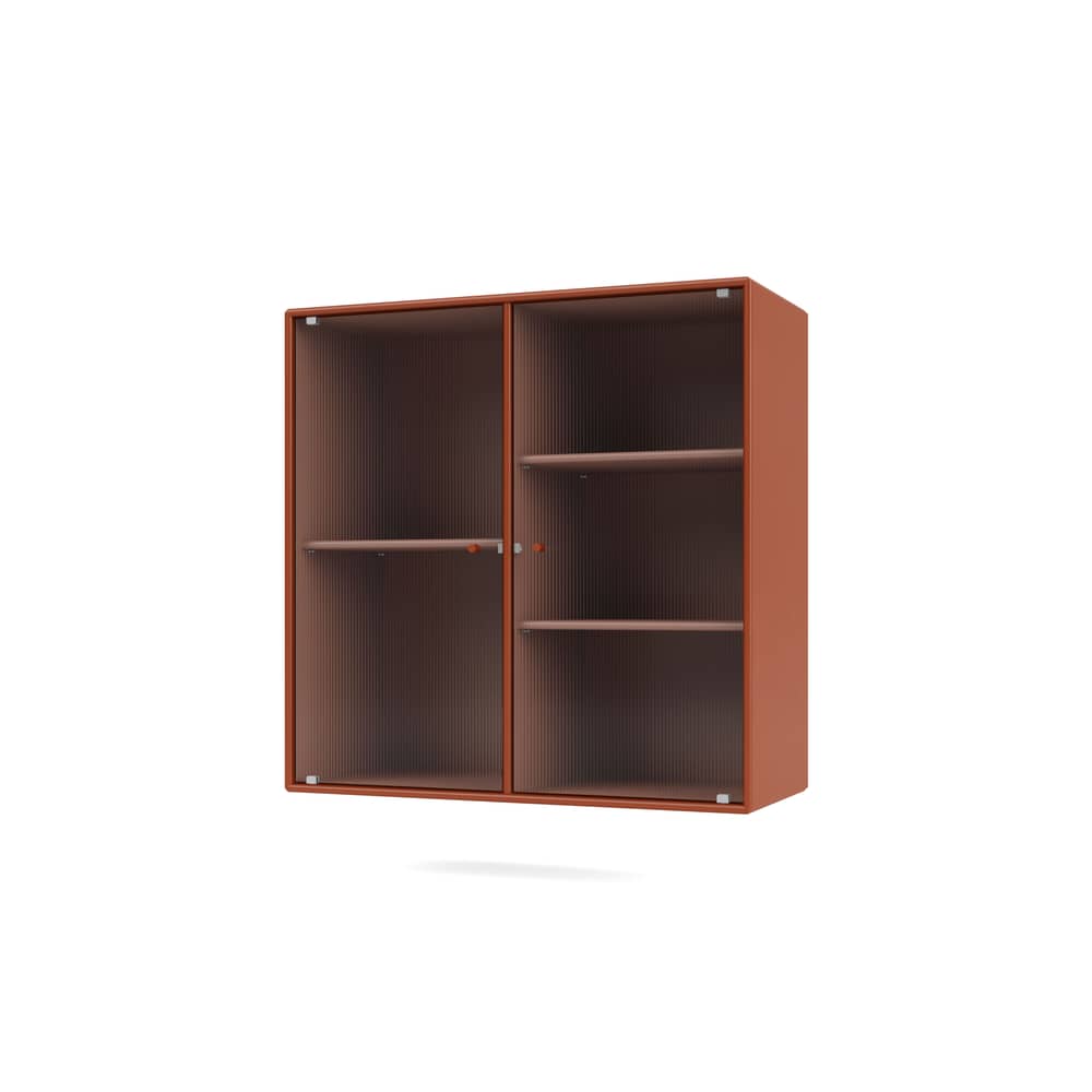 Rangement mural Ripple II / Vitrine - L 69.6 x P 30 x H 69,6 cm / Verre ondulé - MONTANA - Hokkaido 162 - MDF laqué, Verre ondulé