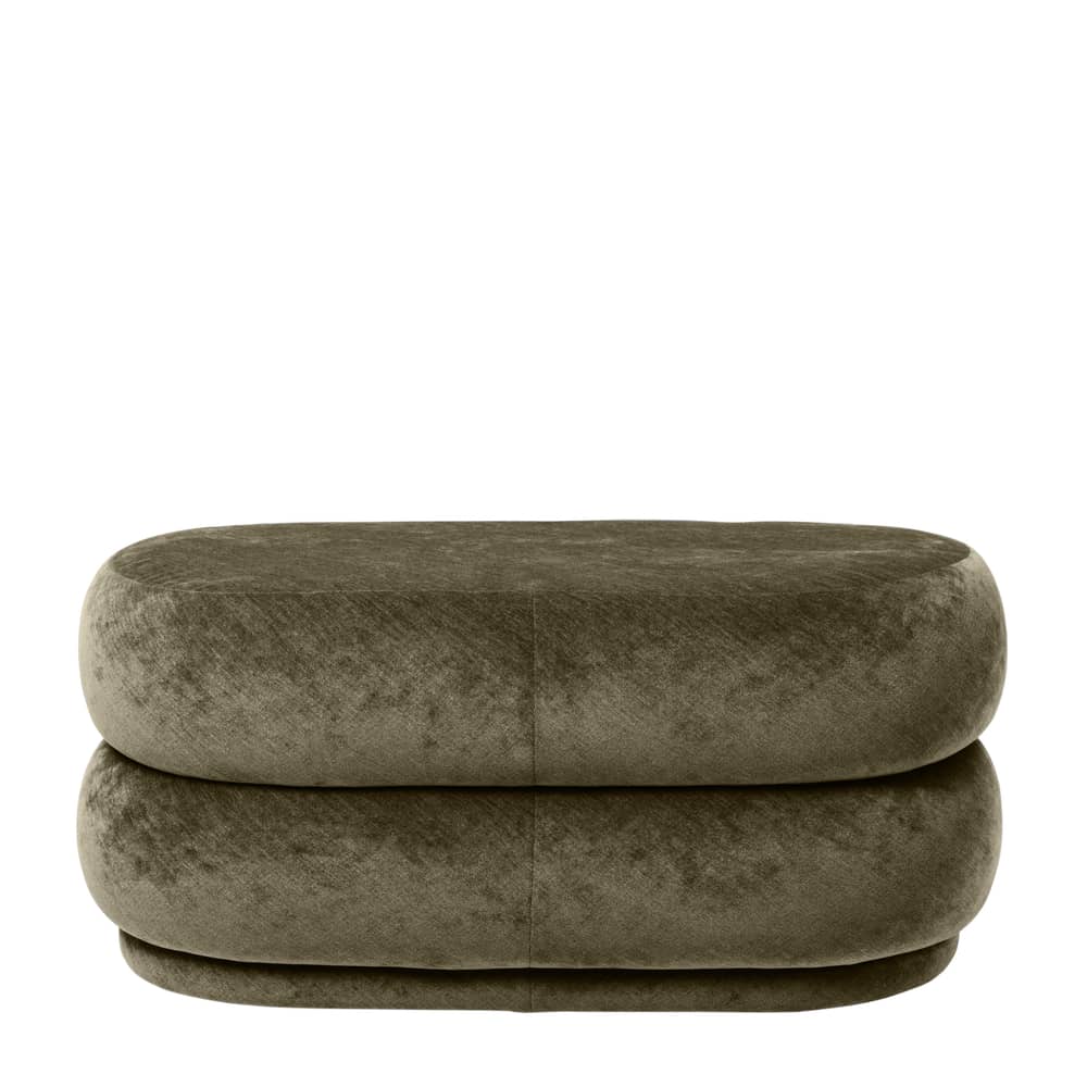 Sitzkissen Oval Medium textil braun grün grau / 87 x 47,5 - Velours - Ferm Living - Waldgrün - Holz, Schaumstoff, Velours