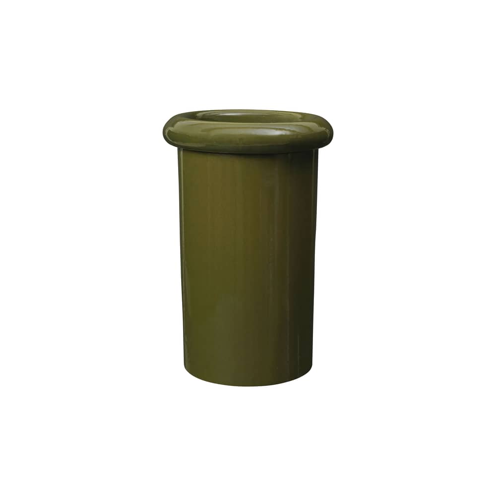 Vaso per fiori Rollo Large ceramica verde / Ø 31 x H 46 cm - Ferm Living - Muschio Verde - Terracotta smaltata