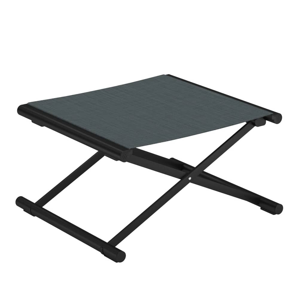 Fußstütze Terra textil schwarz / Fußstütze - Metall & Stoff - Emu - Schwarz / Stoff Steingrau - Aluminium, Technisches Gewebe