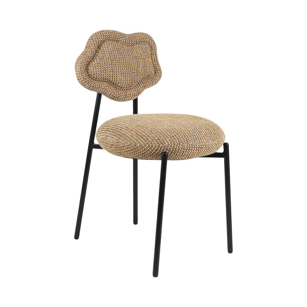Gepolsterter Stuhl Arty textil gelb - NV GALLERY - Gelber Tweed - Eisen, High Density-Schaum, Tissu Tweed