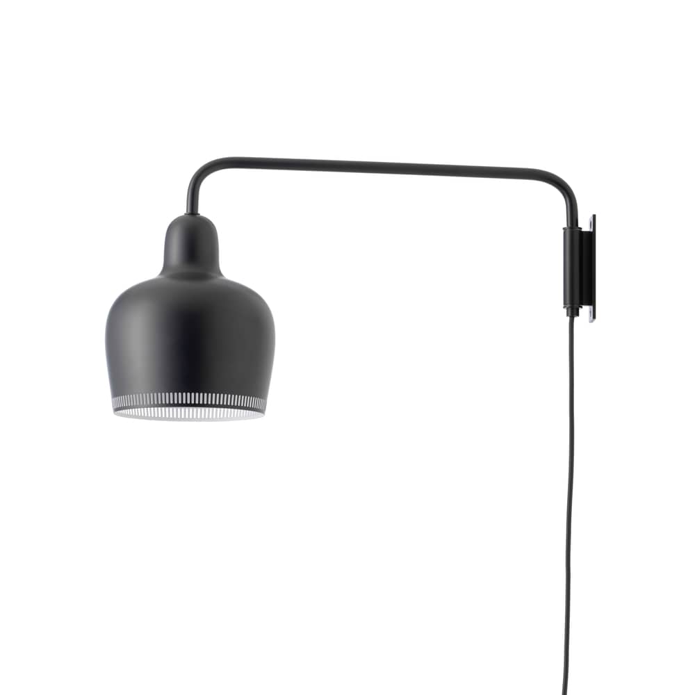 Applique avec prise Golden Bell A330S / Alvar Aalto, 1937 - Bras pivotant - ARTEK - Noir - Acier filé