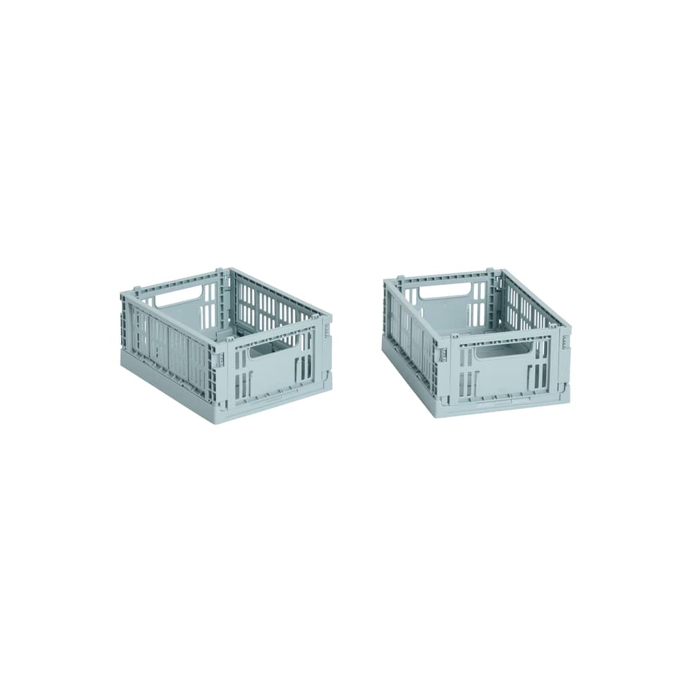 Lot de 2 paniers Colour Crate MINI plastique bleu / 17 x 13 cm - Recyclé - Hay - Bleu Dusty - Polypropylène recyclé