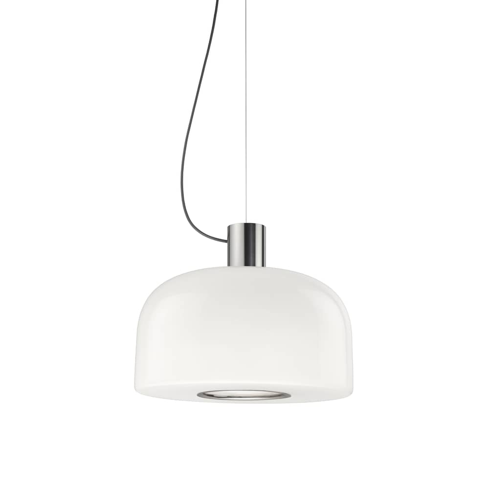 Sospensione Bellhop Glass S2 vetro argento / Ø 45 x H 25,2 cm - Flos - Alluminio brillante - Alluminio, Vetro opalino triplex