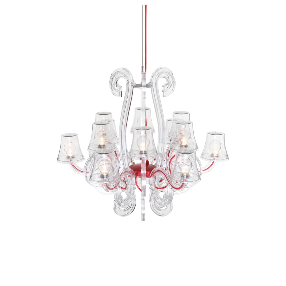 Suspension d\'extérieur RockCoco 12.0   OUTDOOR / Ø 78 cm - LED fournies - Fatboy - Transparent / Câble rouge - Polycarbonate