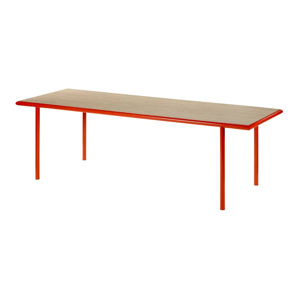 Table rectangulaire Wooden   / 240 x 85 cm - Chêne & acier - valerie objects - Rouge / Chêne - Acier, Chêne