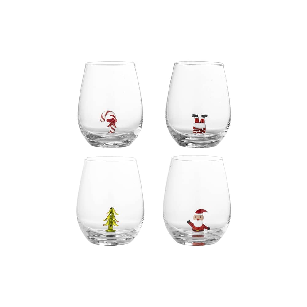 Misa Glass glass transparent / Set of 4 - Christmas figurines attached to the inside - Bloomingville - Christmas Figurines - Glass