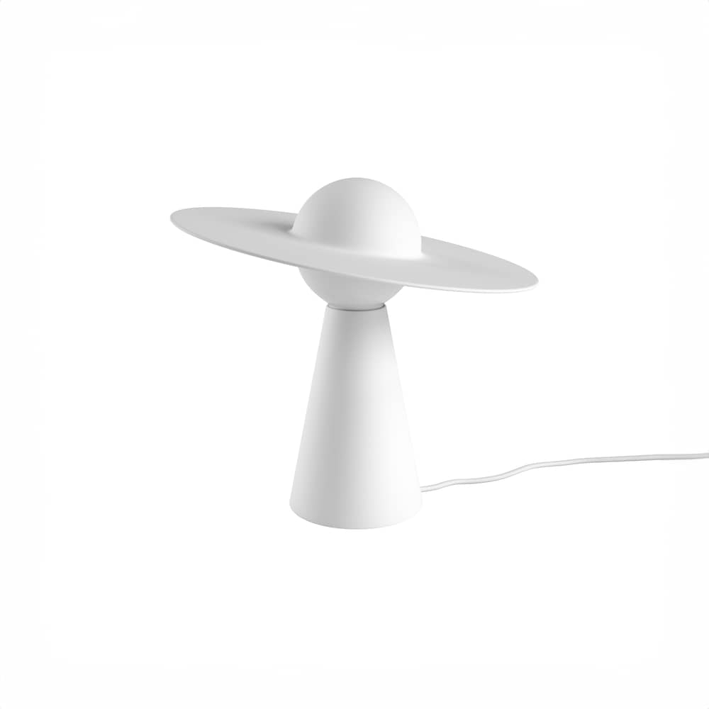 Lampe de table Ceramic blanc / Orientable - MOEBE - Blanc mat - Porcelaine, Verre opalin