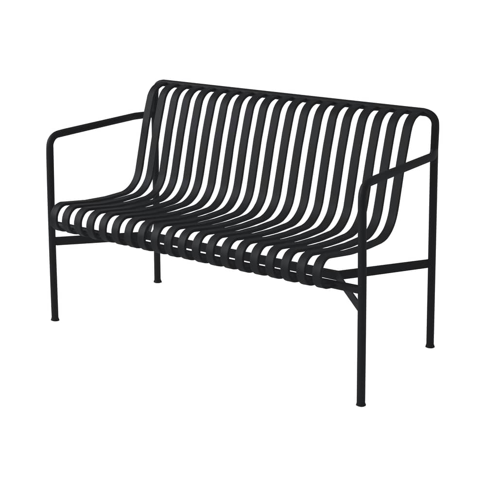 Bank mit Rückenlehne Palissade Dining metall grau schwarz / L 128 cm - R & E Bouroullec - Hay - Anthrazit - Epoxid-lackierter Stahl