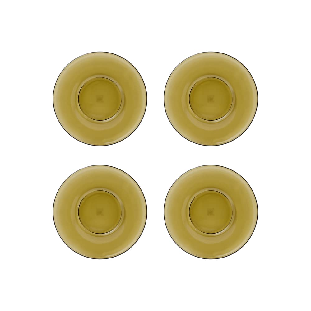 Set de 4 soucoupes pour tasse à café 70s glassware - HK LIVING - Vert fumé - Verre