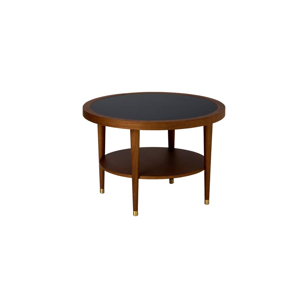 Tavolino Puzzle legno nero / Ø 60 x H 40 cm - SARAH LAVOINE - Nero / Rovere tinto nero - Massello di quercia colorato, Ottone, Stratificato