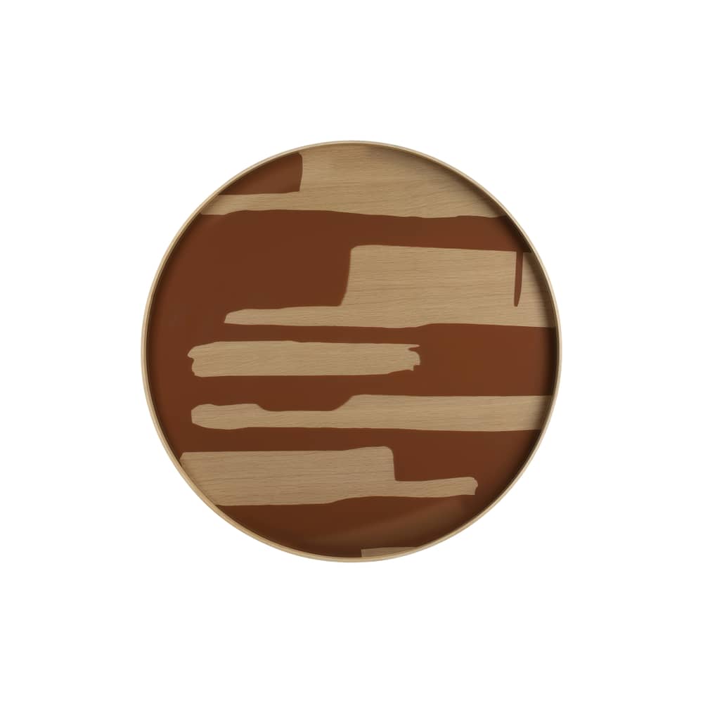 Zubehör  holz braun / Second Nature-Tablett Ø 92 cm – Für Couchtische mit Ø 93 cm - Ethnicraft - Second Nature / Auburn & Eiche - Eichenfurnier, Glass mit Siebdruck