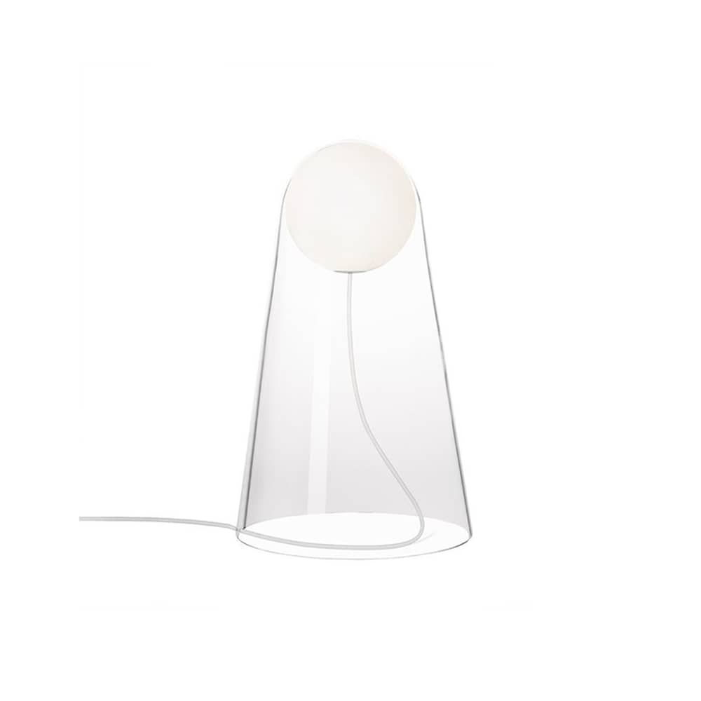 Lampe de table Satellight LED   / soufflé bouche - Foscarini - Transparent / Sphère blanche - Verre soufflé bouche