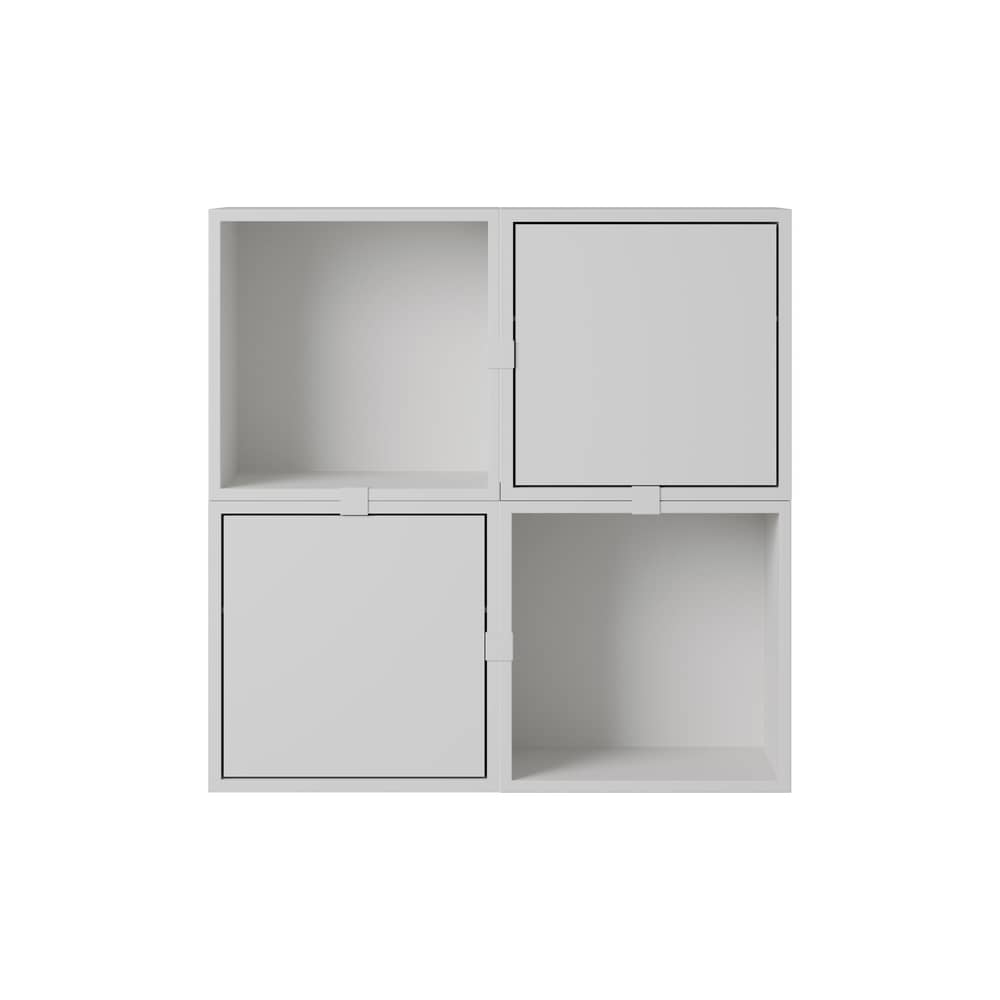 Regal Stacked holz grau / Konfiguration 4 - B 87 x H 87 cm - Muuto - Grau - lackierter Stahl, mitteldichte bemalte Holzfaserplatte