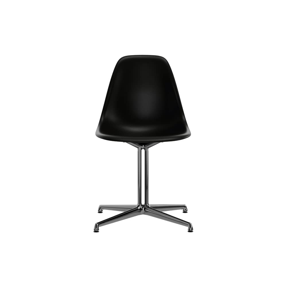 Chaise RE DSL - Eames Plastic Side Chair noir / (1950) - Pied La Fonda / Recyclé - Vitra - Noir foncé / Pied poli - Aluminium injecté, Polypropylène recyclé post-consommation