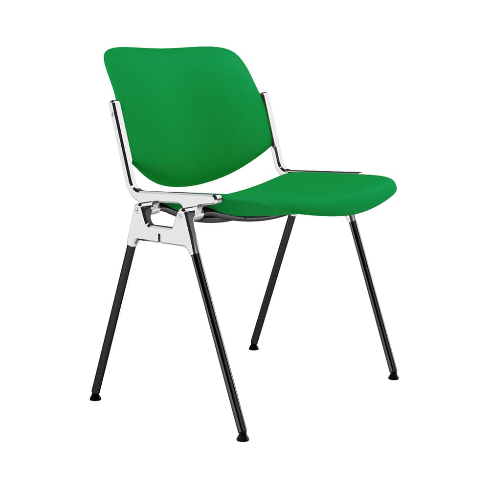 Chaise rembourrée DSC 106 tissu vert / Giancarlo Piretti, 1965 - ANONIMA CASTELLI - Vert (tissu Trevira) - Acier, Mousse polyuréthane, Tissu Trevira