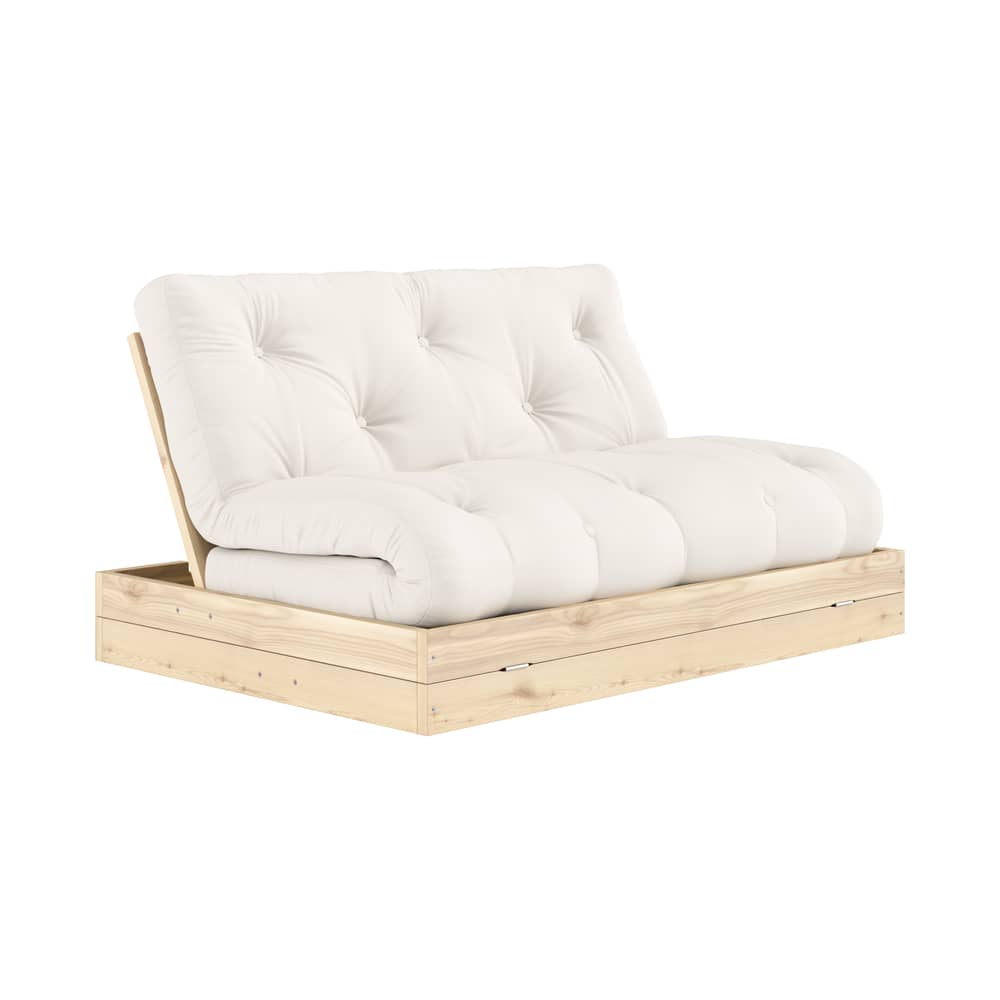 Divano convertibile Flip legno bianco / L 145 cm - 3 posizioni - KARUP DESIGN - Naturale 701 / Pino - Espanso, Fibre riciclate miste, Pino massello certificato FSC, Tessuto